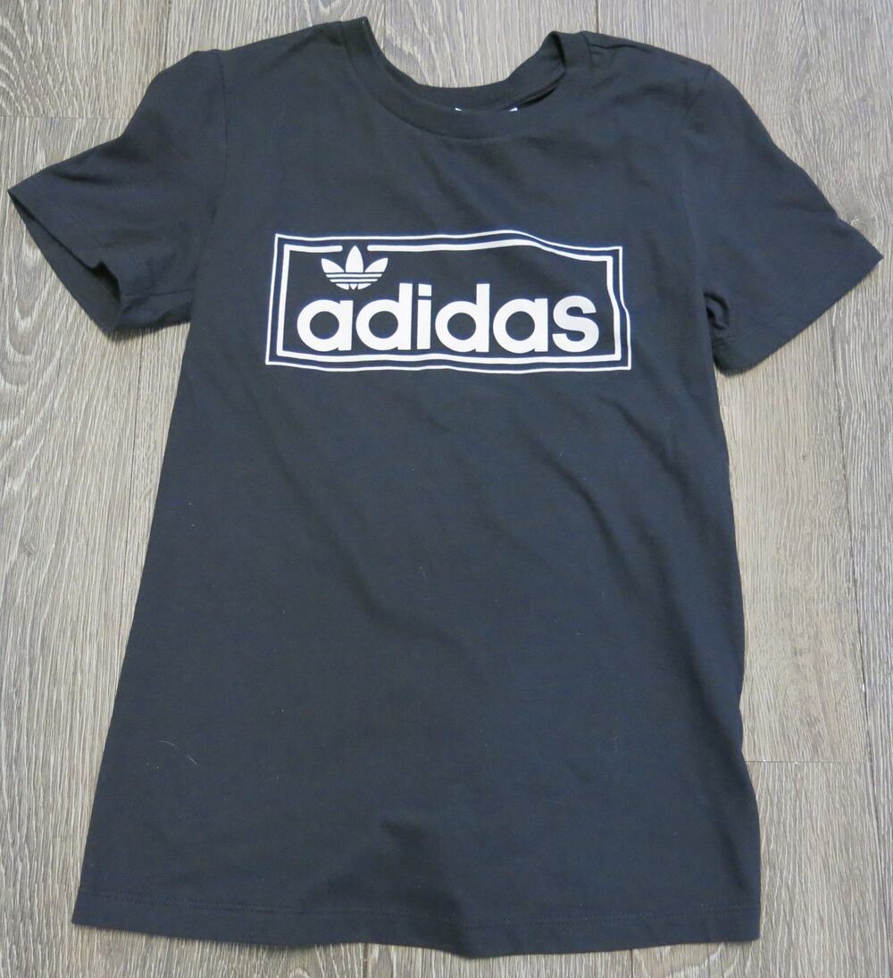 Adidas *NWT* T Shirt Short Sleeve Logo Size XS Women Black Classic Cotton Casual